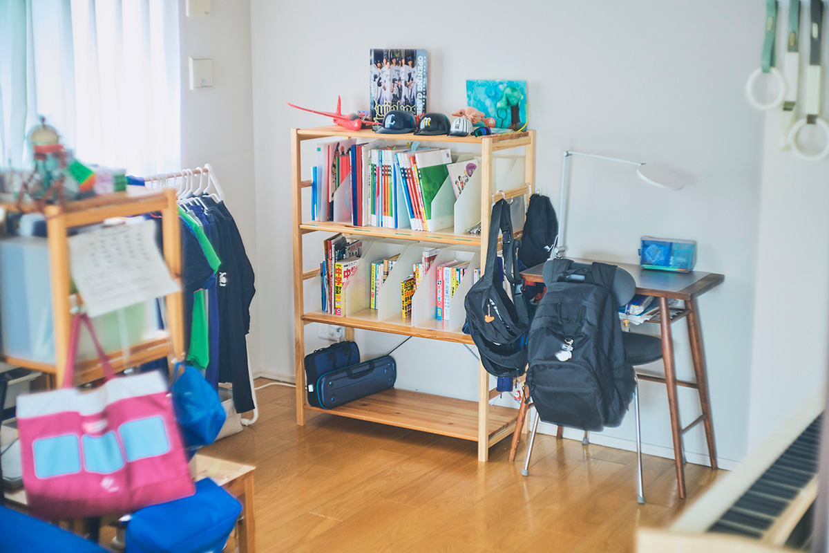 水谷妙子さんご自宅の、中2・小5・小3のこども部屋。学習スペースは変更する前提で整える